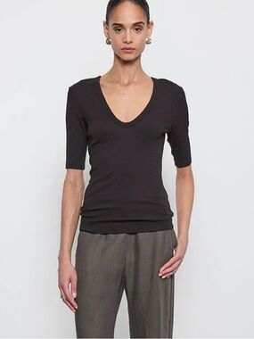 Enza Costa TEXTURED KNIT HALF SLEEVE U